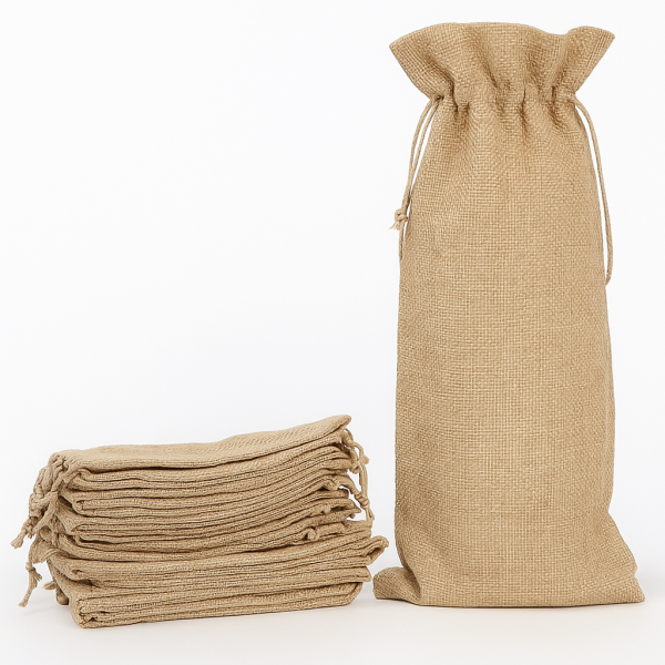 Linen-Look Polyester Single-Bottle Bags