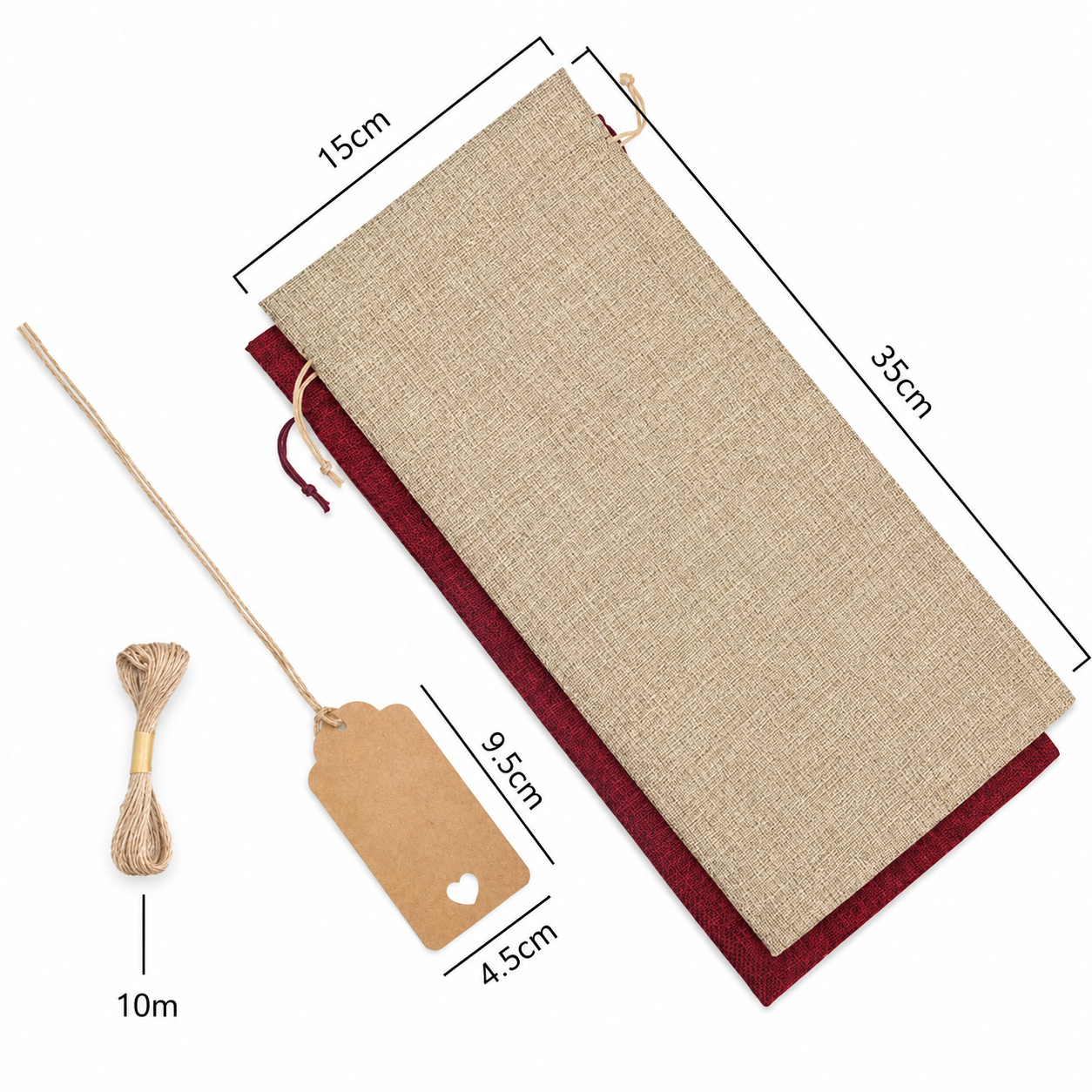 Flax Linen Bottle Bags with Gift Tags - Image 16