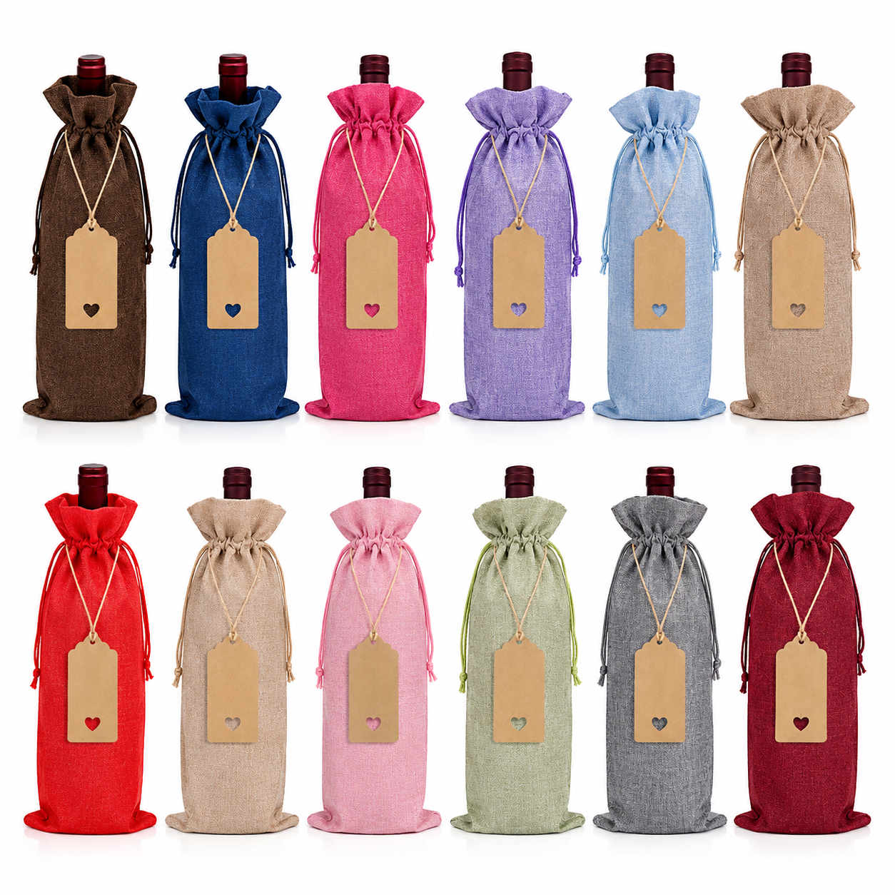 Linen-Look Polyester Single-Bottle Bags - Image 3