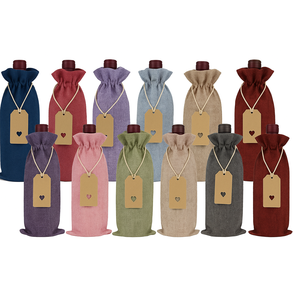Linen-Look Polyester Single-Bottle Bags - Image 4