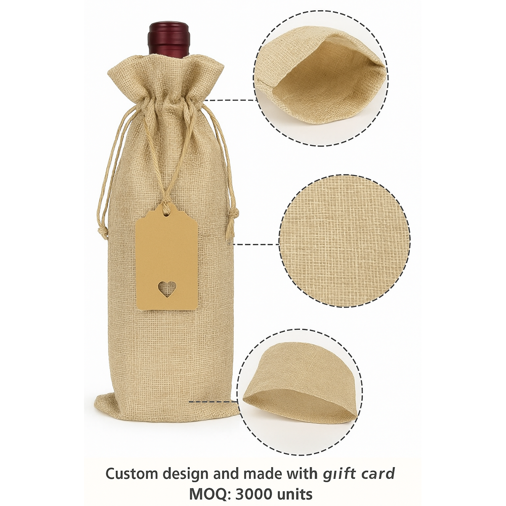 Linen-Look Polyester Single-Bottle Bags - Image 3