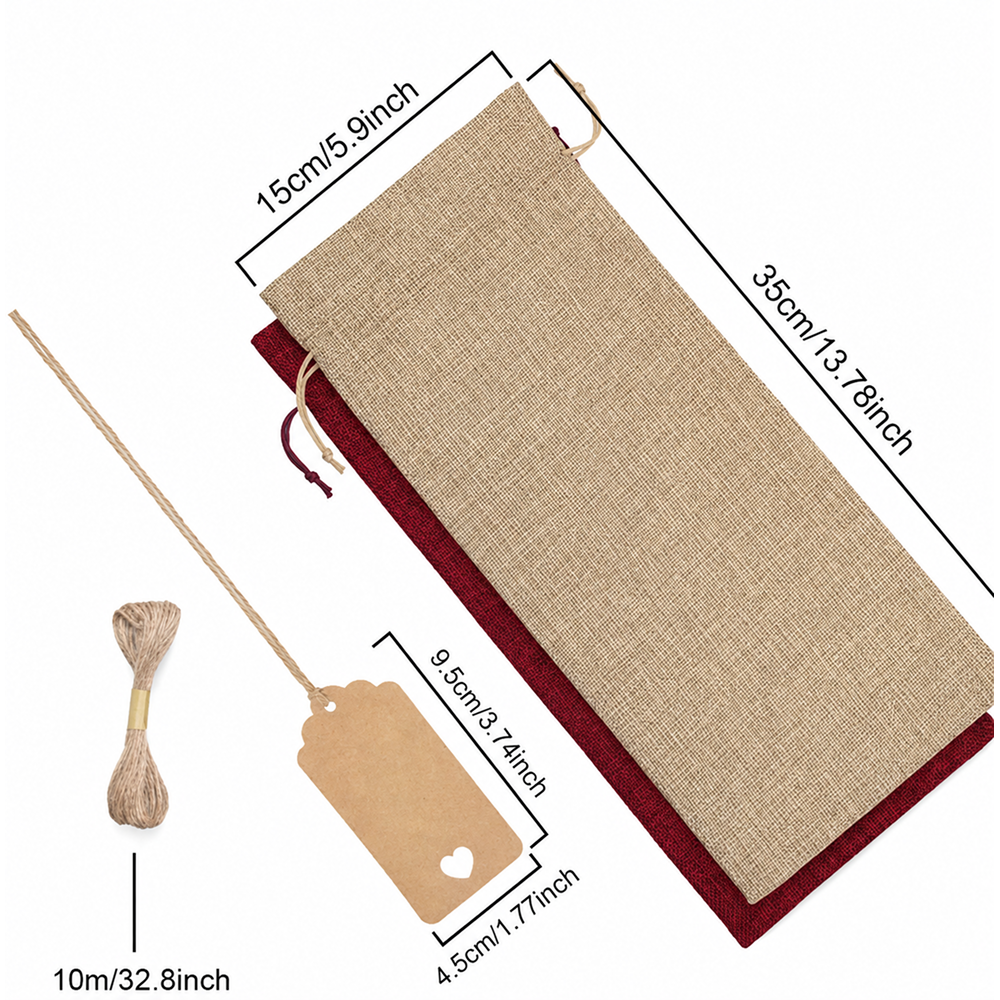 Linen-Look Polyester Single-Bottle Bags - Image 5