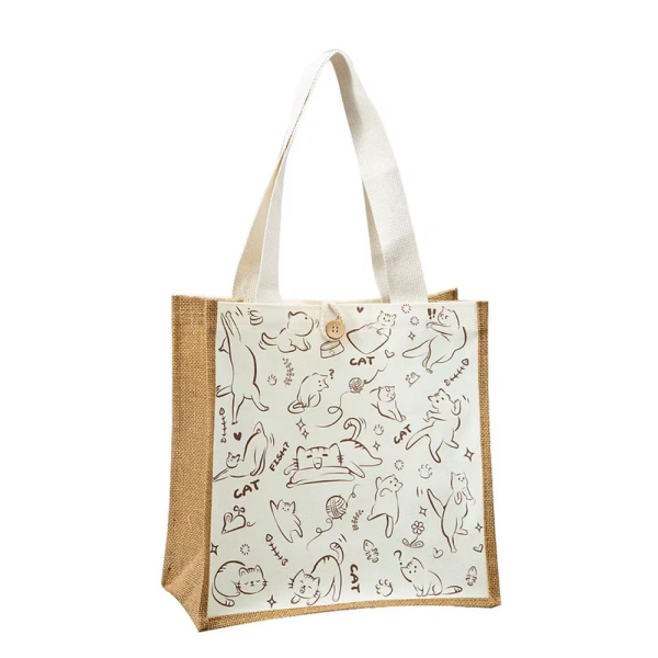 Heavy Duty Jute Tote Bags with Cotton Handles