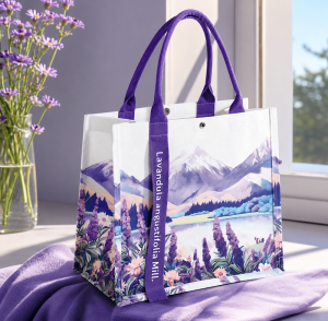 Canvas Carry Bags with Printed Cotton Webbing Ribbon