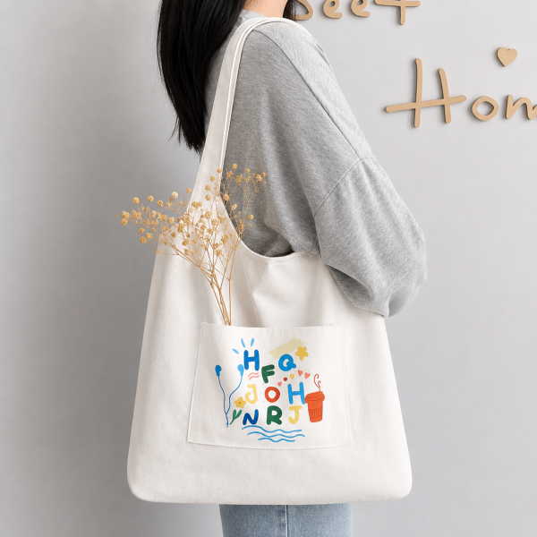 Polyester Cotton Canvas Satchels with Button Closure