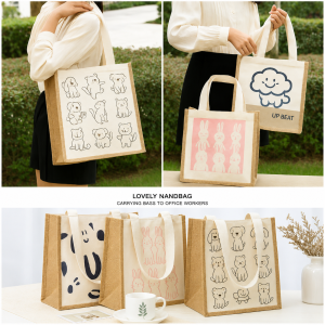 Jute Carry Bags with Canvas Panels - Image 4