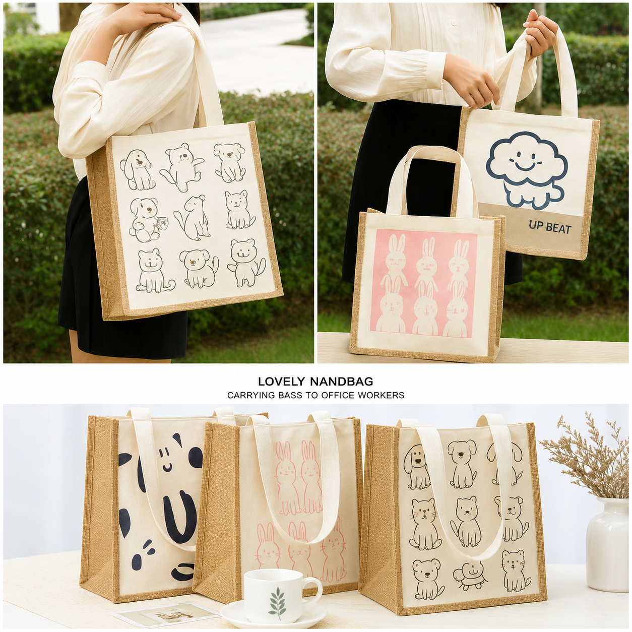 Jute Carry Bags with Canvas Panels - Image 4