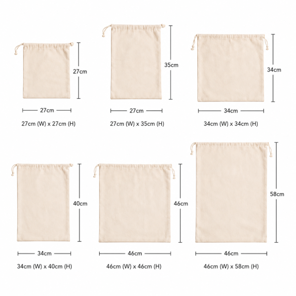 Raw Cotton Drawstring Bags