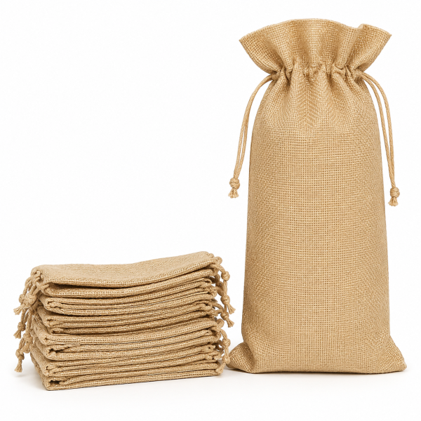 Linen-Look Polyester Single-Bottle Bags