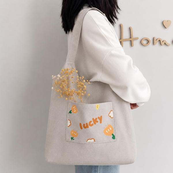 Polyester Cotton Canvas Satchels with Button Closure
