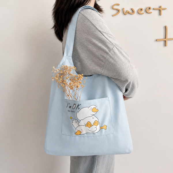 Polyester Cotton Canvas Satchels with Button Closure
