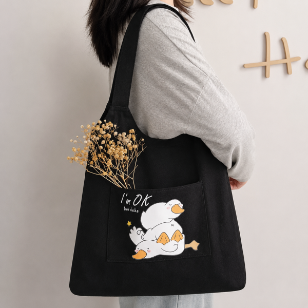 Polyester Cotton Canvas Satchels with Button Closure