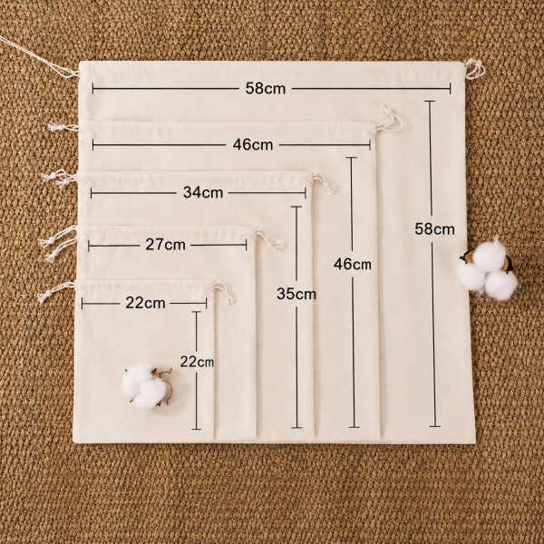Raw Cotton Drawstring Bags