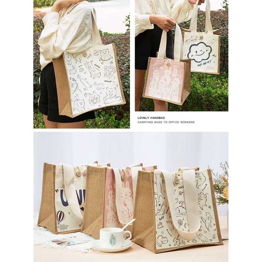 Heavy Duty Jute Tote Bags with Cotton Handles - Image 4