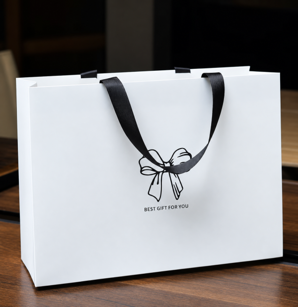 Orange Paper Bags with Ribbon Handles