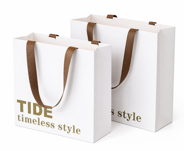 Pink Paper Bags With Ribbon Handles