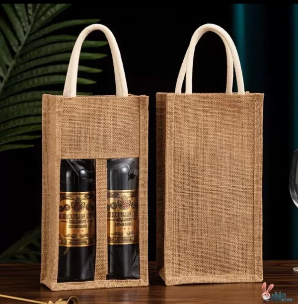 Jute bag customised for wine bottles