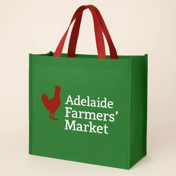 Non woven polypropylene bag with Adelaide Farmers’ Market printed on it