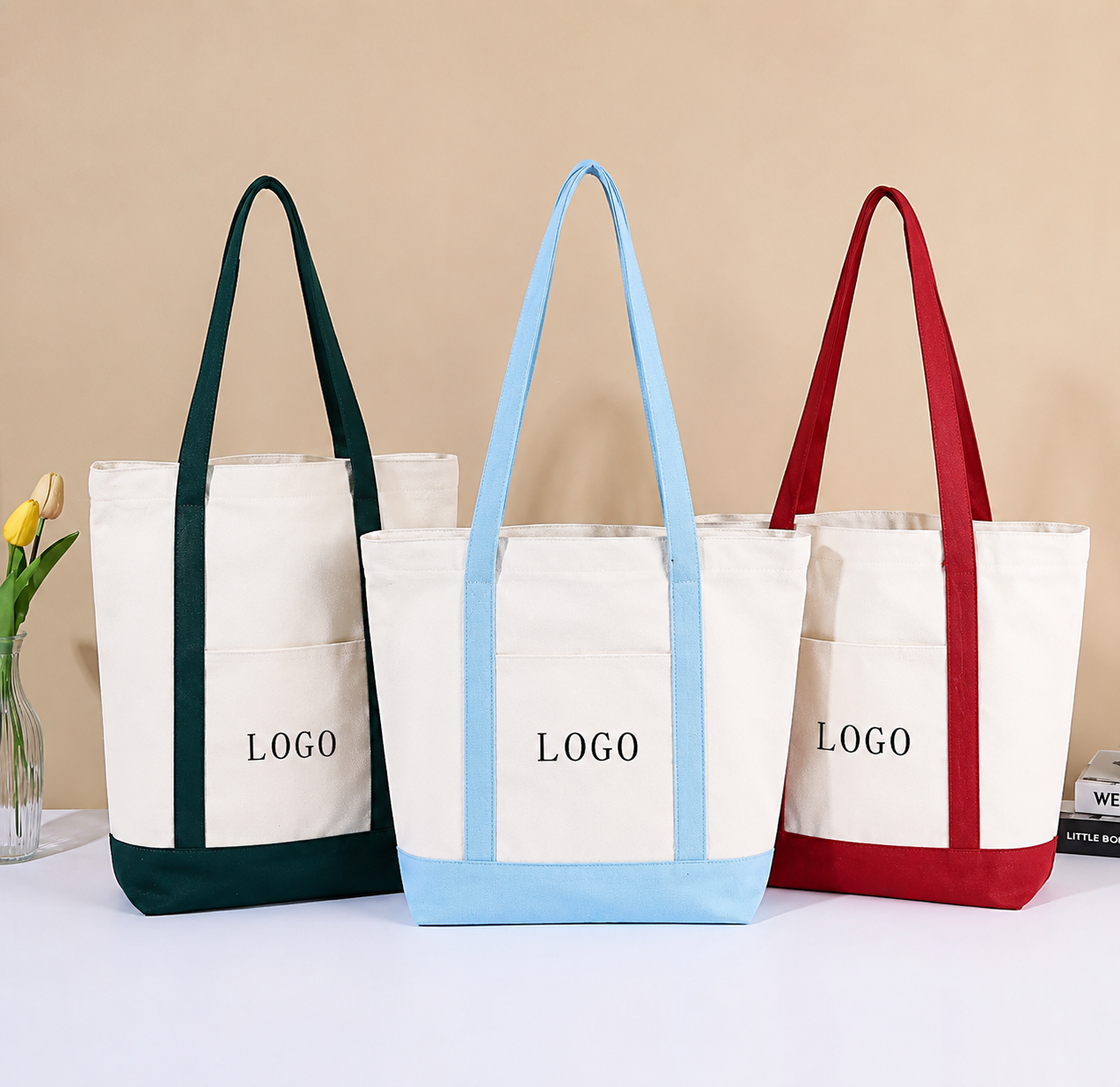 Canvas Tote with Front Pocket - Image 1