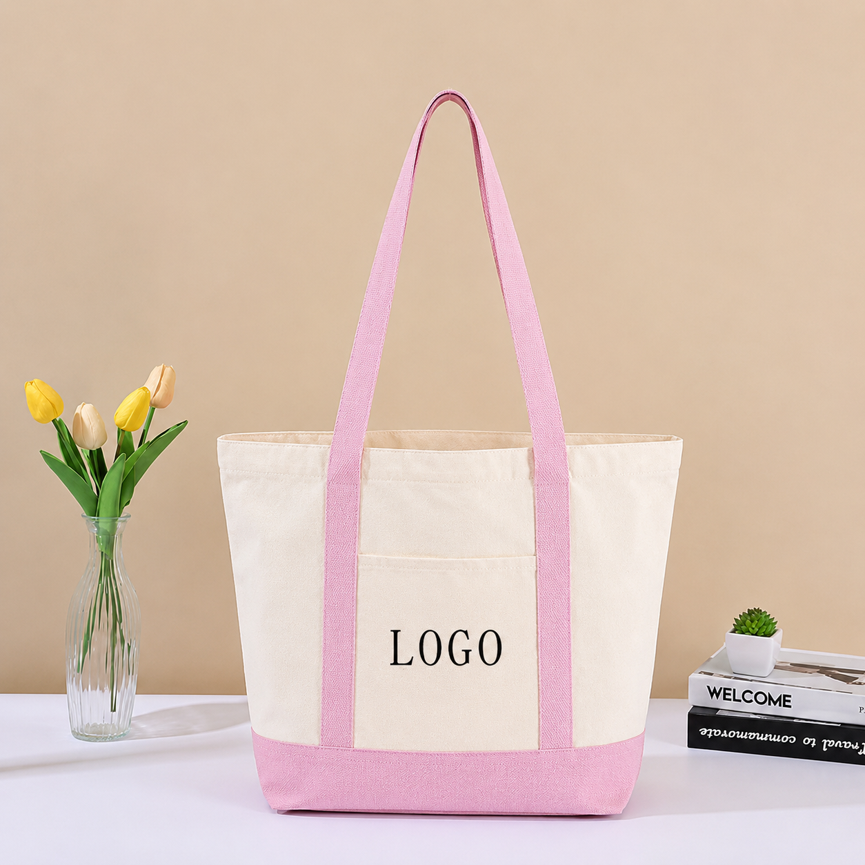 Canvas Tote with Front Pocket - Image 2