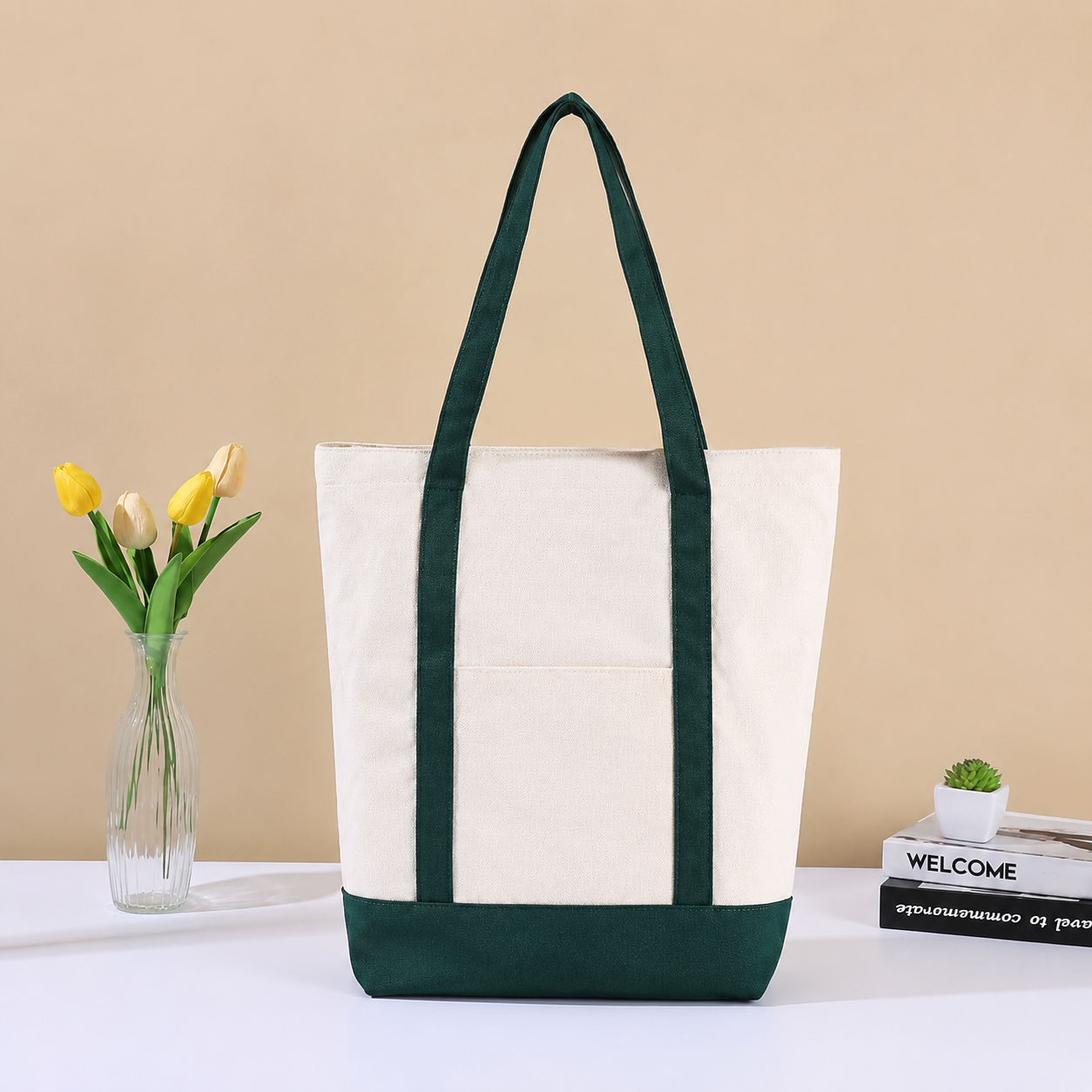 Canvas Tote with Front Pocket - Image 3