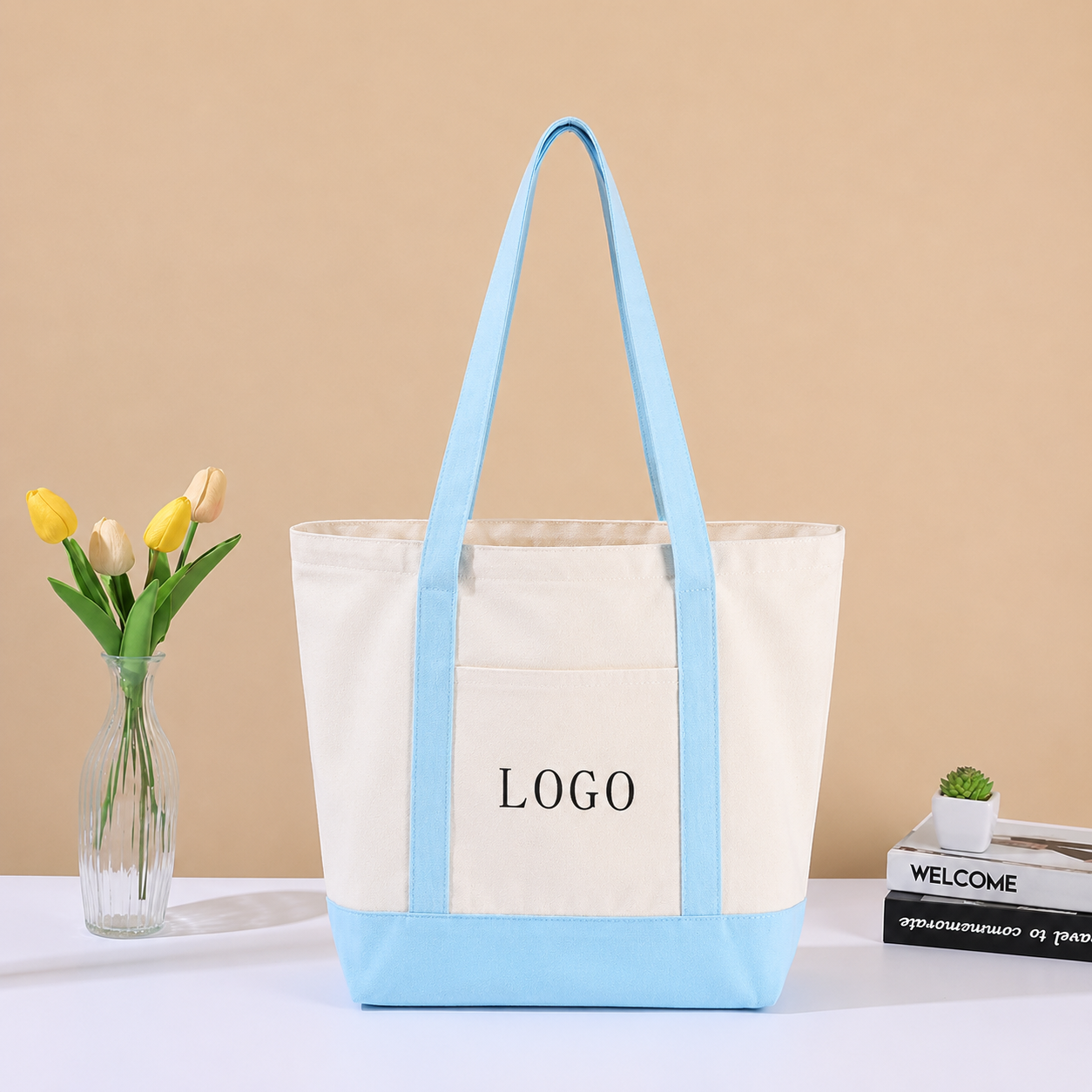 Canvas Tote with Front Pocket - Image 4