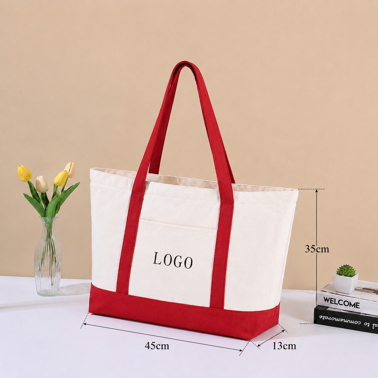 Canvas Tote with Front Pocket - Image 6