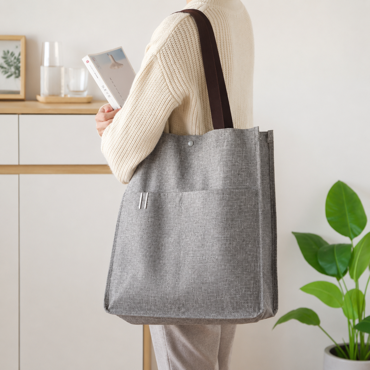 Linen-like Polyester Carry Bags - Image 2