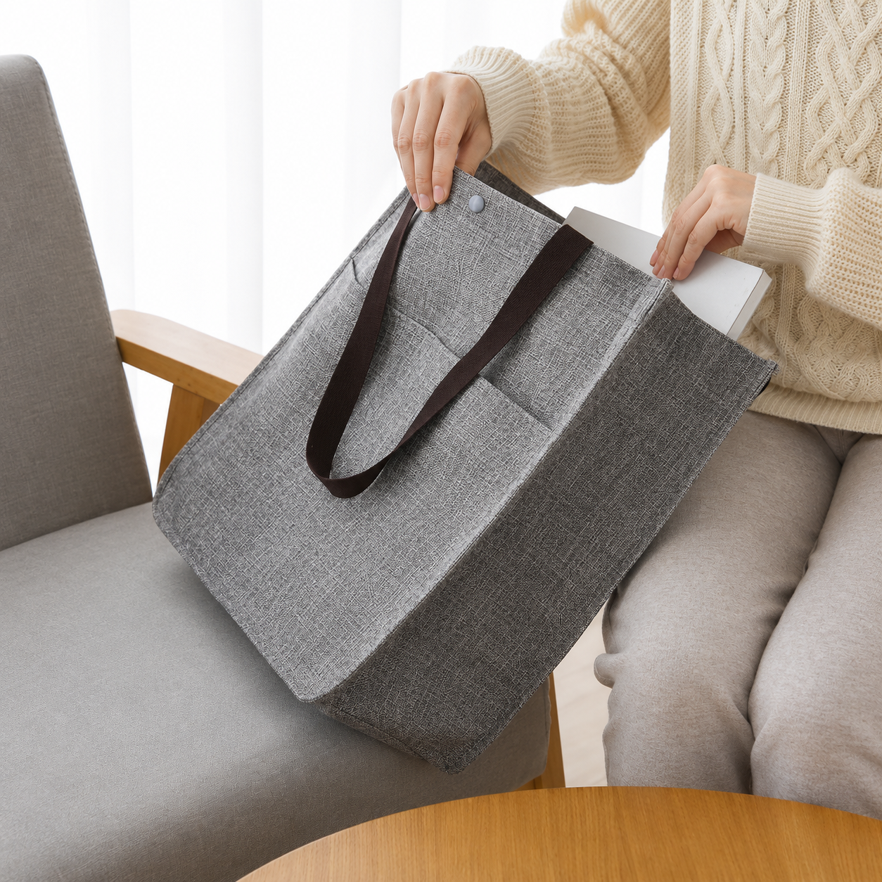 Linen-like Polyester Carry Bags - Image 4