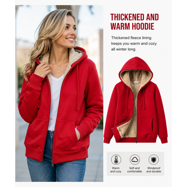 Sherpa Fleece Zip-Up Hoodie