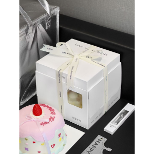 Birthday Cake Box Set with Ribbon, Knife & Forks