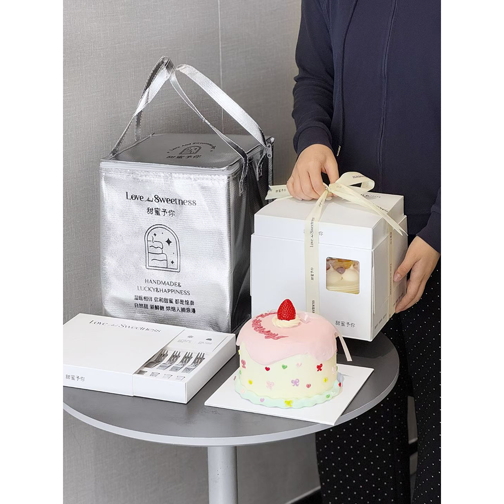 Birthday Cake Box Set with Ribbon, Knife & Forks - Image 5