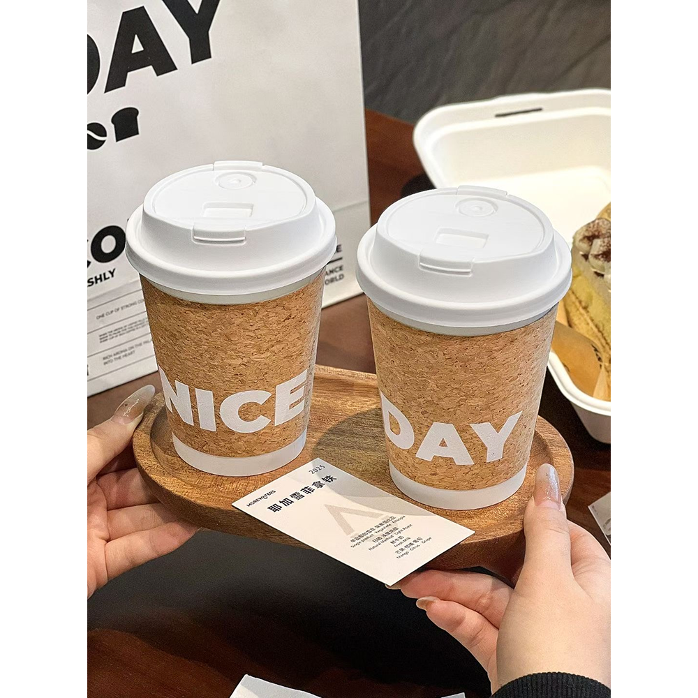 Soft Wood Grain Coffee Paper Cups - Image 2