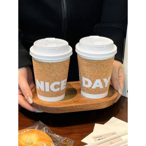 Soft Wood Grain Coffee Paper Cups - Image 3