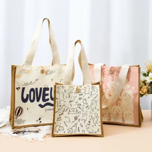 Heavy Duty Jute Tote Bags with Cotton Handles